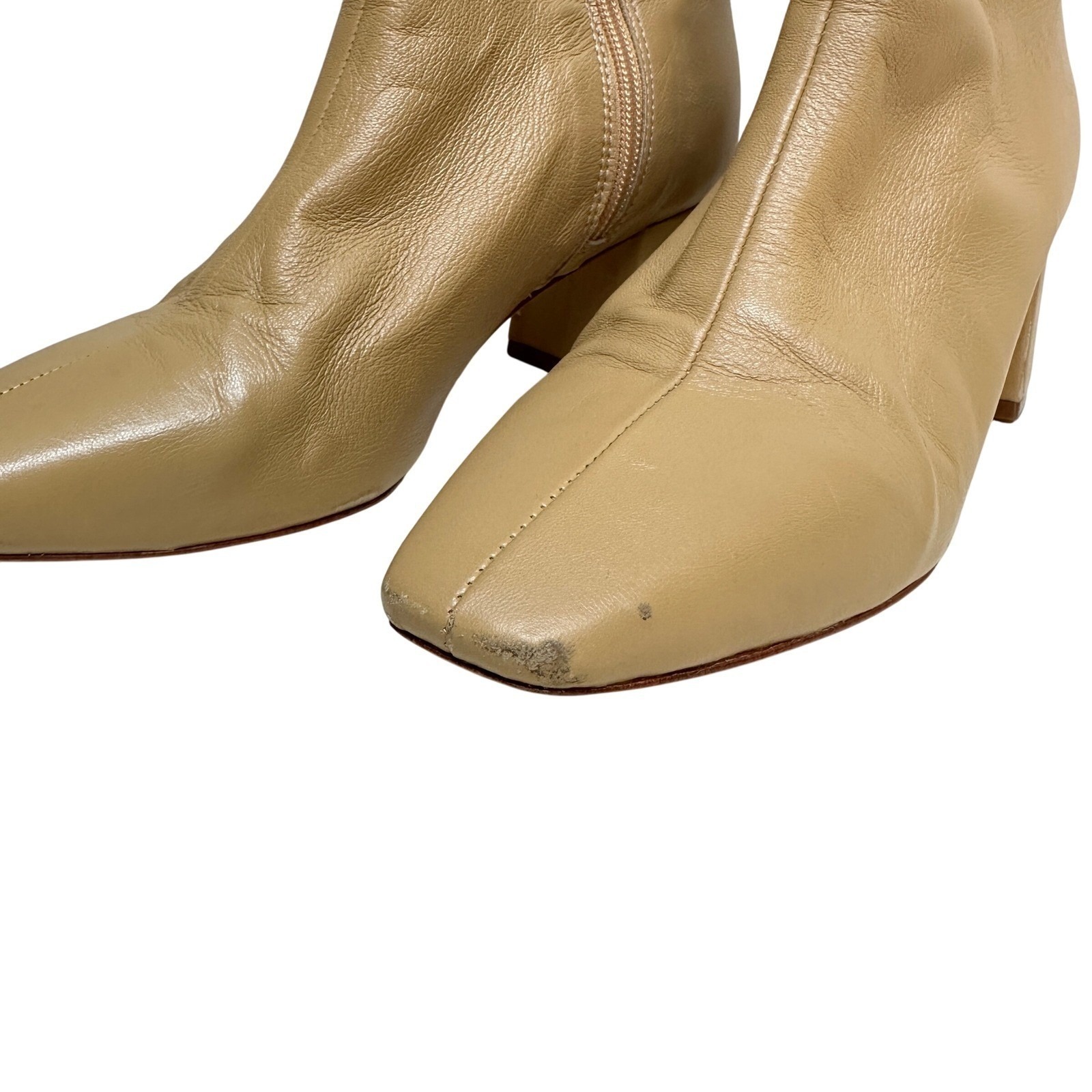 Daniella Shevel Milani Low Heel Stretch Bootie Creamy Camel Leather Women 38 7.5 — image 6 of 8